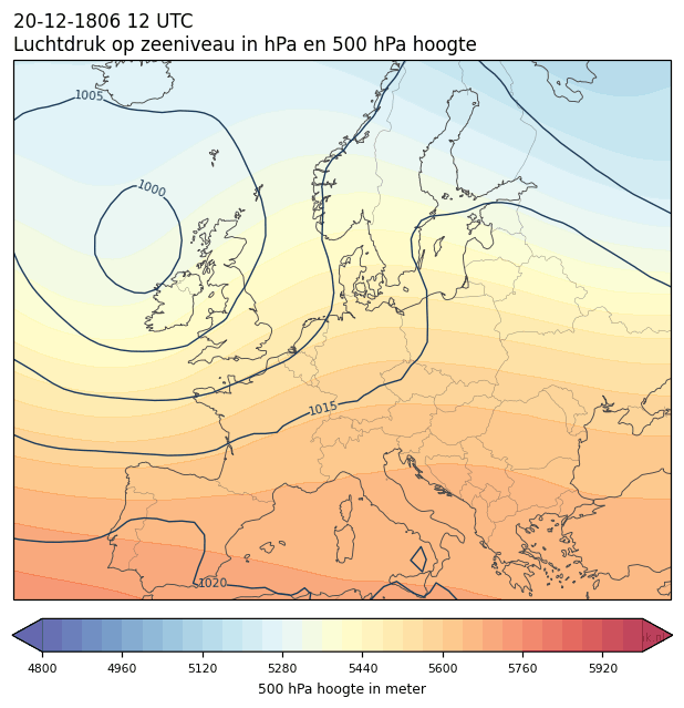 Weerkaart van 20 december 1806 om 12 UTC