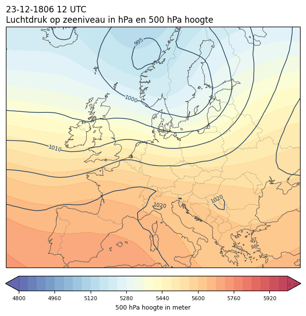 Weerkaart van 23 december 1806 om 12 UTC