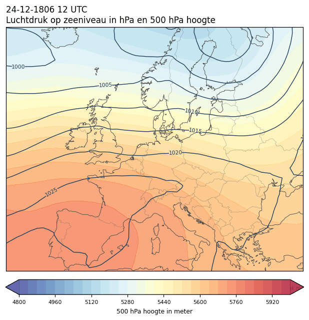 Weerkaart van 24 december 1806 om 12 UTC