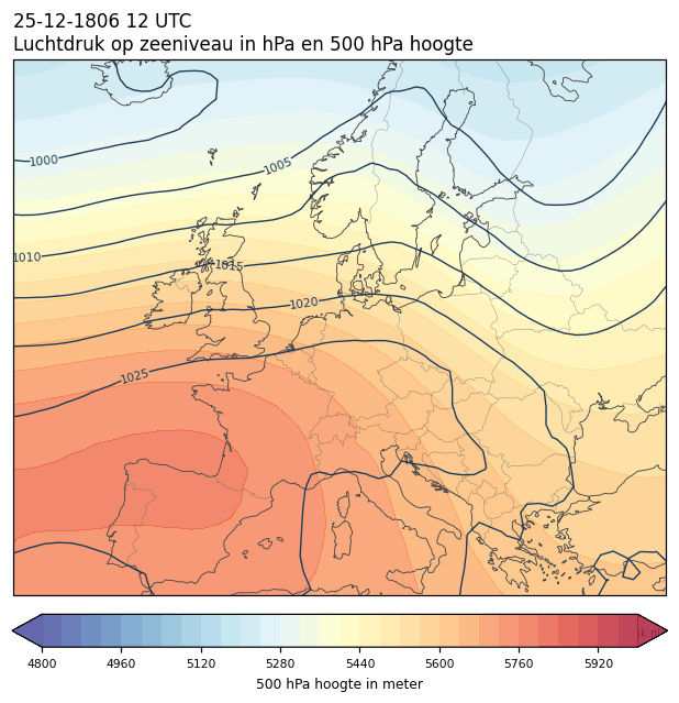 Weerkaart van 25 december 1806 om 12 UTC