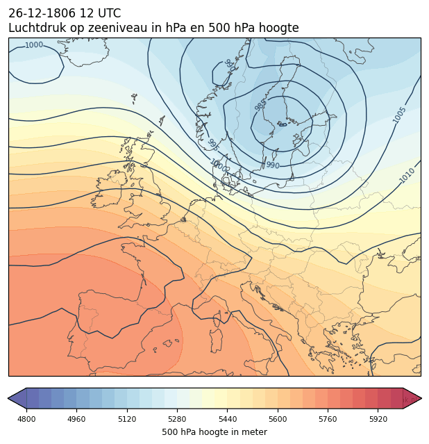 Weerkaart van 26 december 1806 om 12 UTC