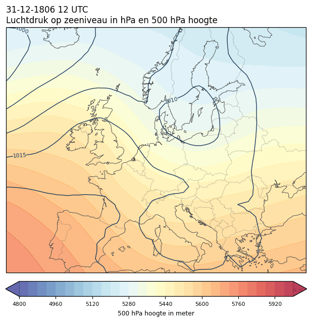 Weerkaart van 31 december 1806 om 12 UTC