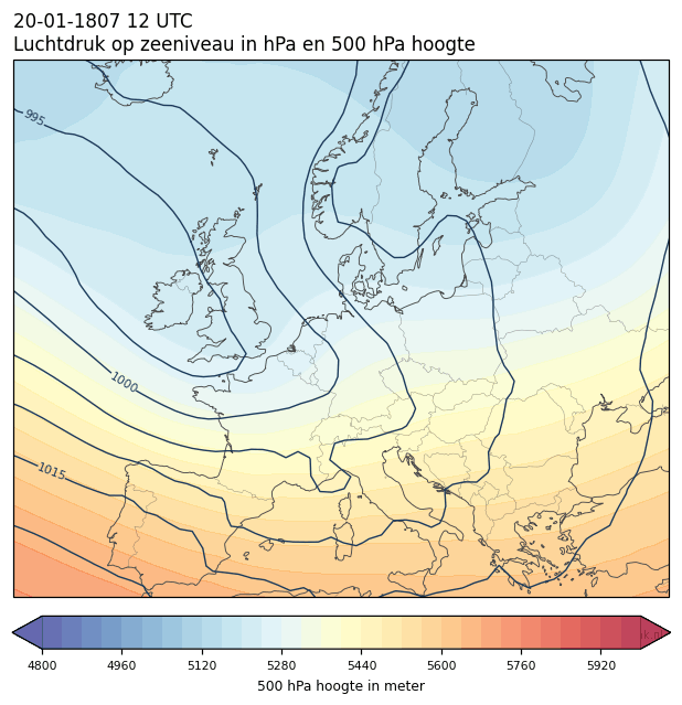 Weerkaart van 20 januari 1807 om 12 UTC