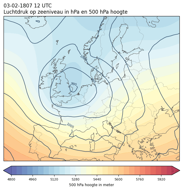 Weerkaart van 3 februari 1807 om 12 UTC