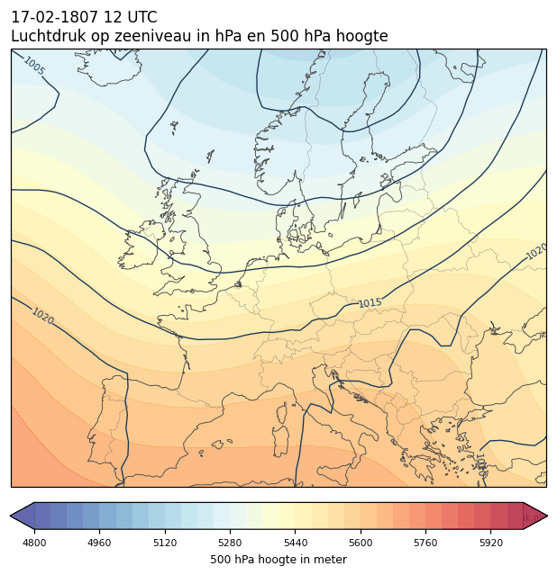Weerkaart van 17 februari 1807 om 12 UTC
