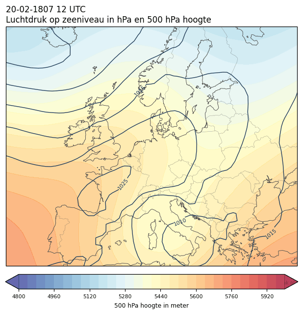 Weerkaart van 20 februari 1807 om 12 UTC
