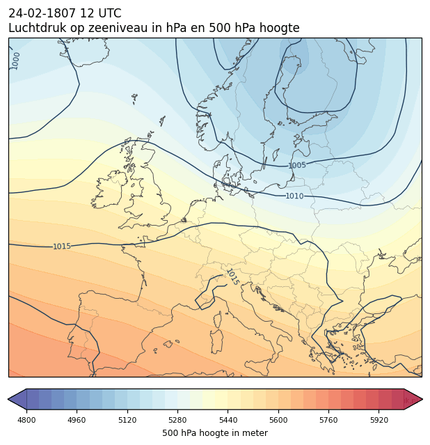 Weerkaart van 24 februari 1807 om 12 UTC
