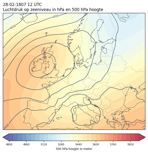 Weerkaart van 28 februari 1807 om 12 UTC