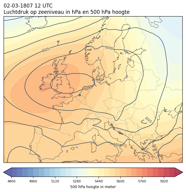 Weerkaart van 2 maart 1807 om 12 UTC