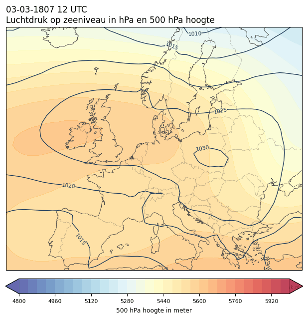 Weerkaart van 3 maart 1807 om 12 UTC