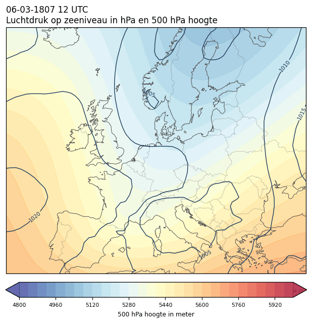 Weerkaart van 6 maart 1807 om 12 UTC