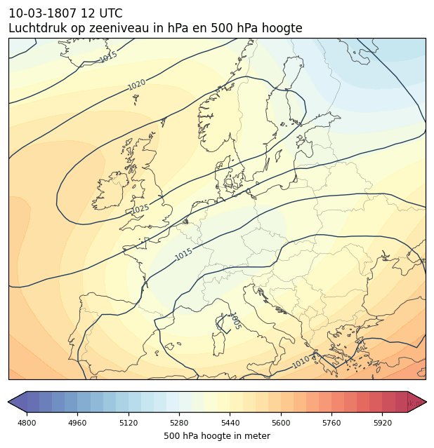 Weerkaart van 10 maart 1807 om 12 UTC