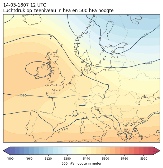 Weerkaart van 14 maart 1807 om 12 UTC
