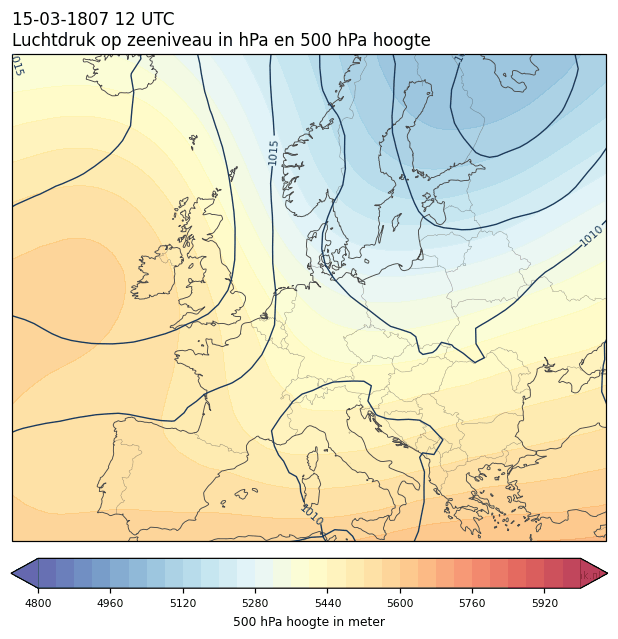 Weerkaart van 15 maart 1807 om 12 UTC
