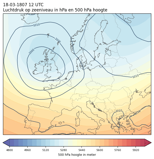 Weerkaart van 18 maart 1807 om 12 UTC