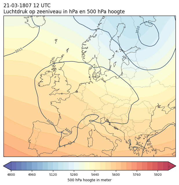 Weerkaart van 21 maart 1807 om 12 UTC