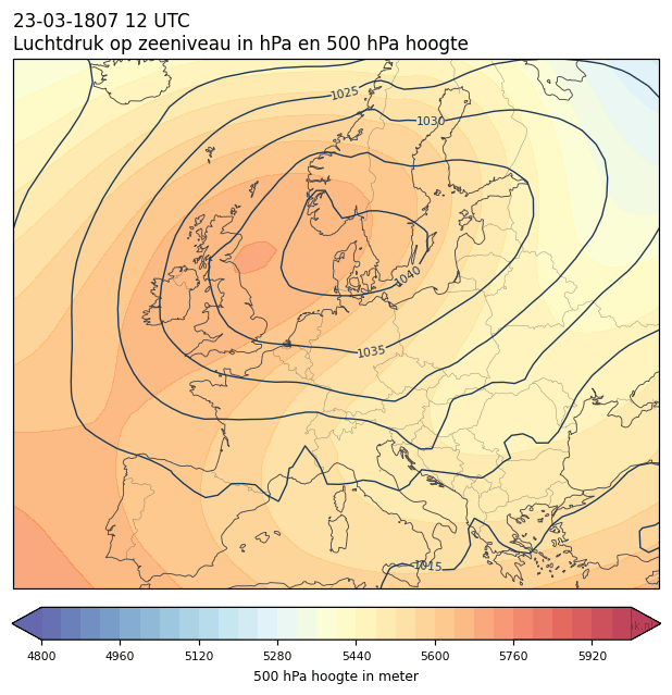Weerkaart van 23 maart 1807 om 12 UTC