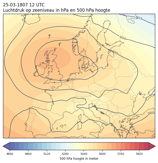 Weerkaart van 25 maart 1807 om 12 UTC