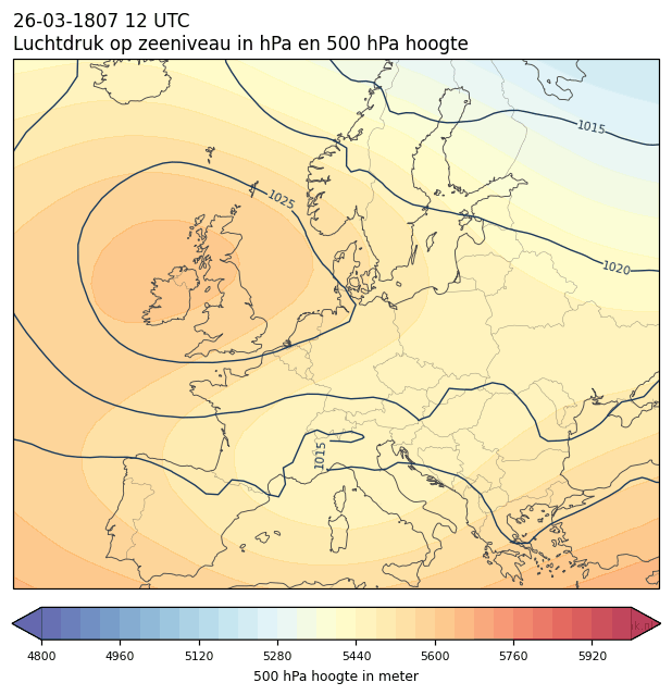 Weerkaart van 26 maart 1807 om 12 UTC