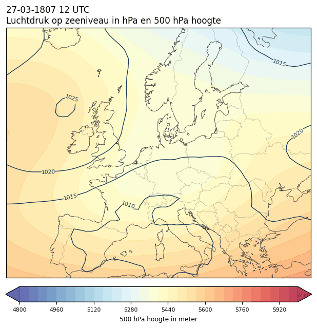 Weerkaart van 27 maart 1807 om 12 UTC