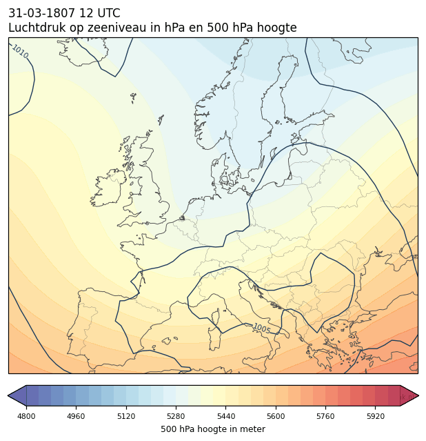 Weerkaart van 31 maart 1807 om 12 UTC