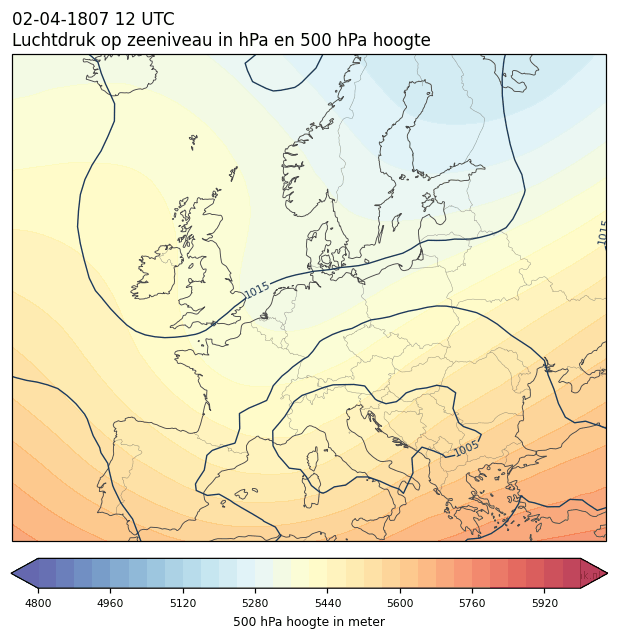 Weerkaart van 2 april 1807 om 12 UTC
