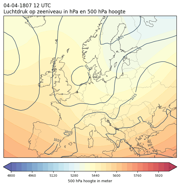 Weerkaart van 4 april 1807 om 12 UTC
