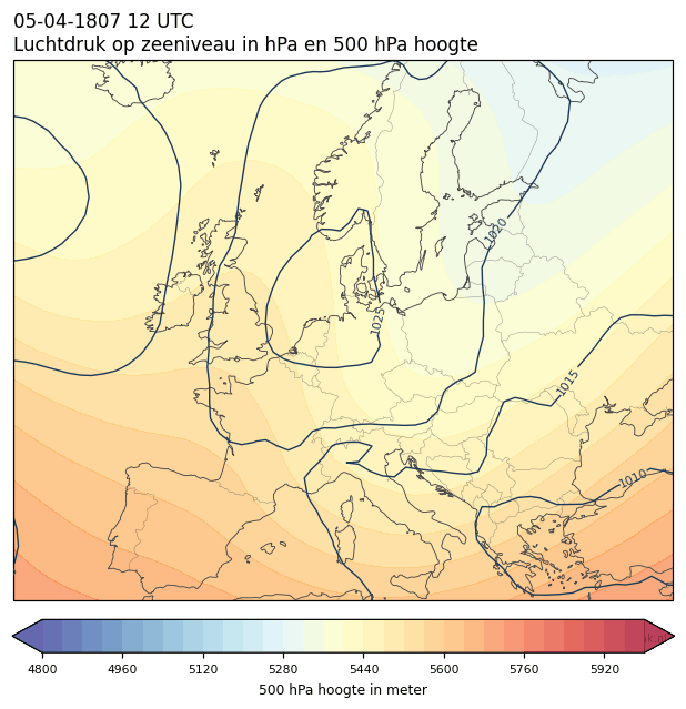 Weerkaart van 5 april 1807 om 12 UTC