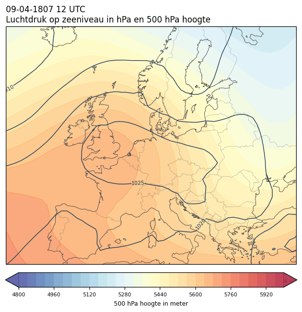 Weerkaart van 9 april 1807 om 12 UTC