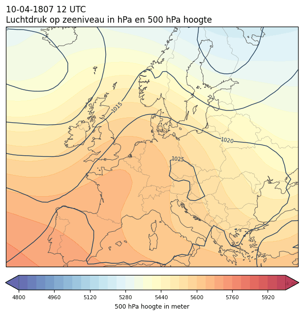 Weerkaart van 10 april 1807 om 12 UTC