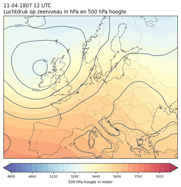 Weerkaart van 11 april 1807 om 12 UTC