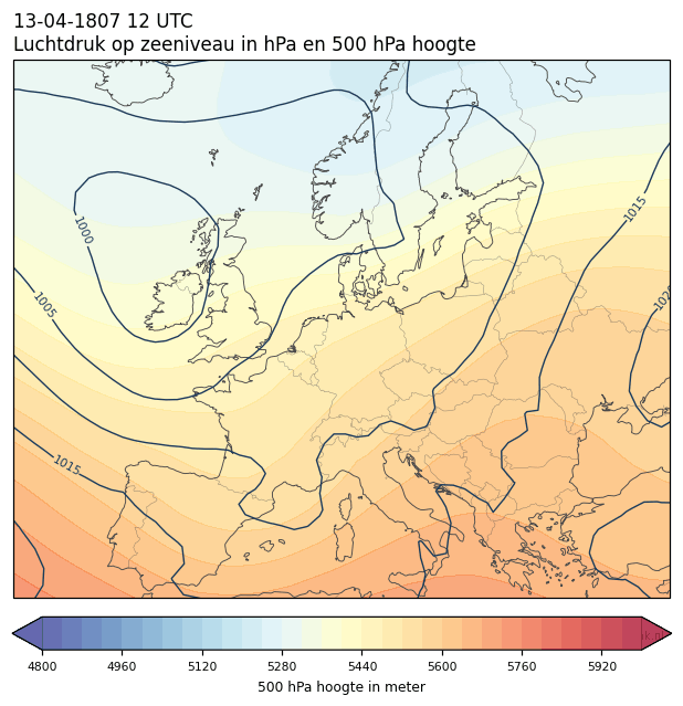 Weerkaart van 13 april 1807 om 12 UTC