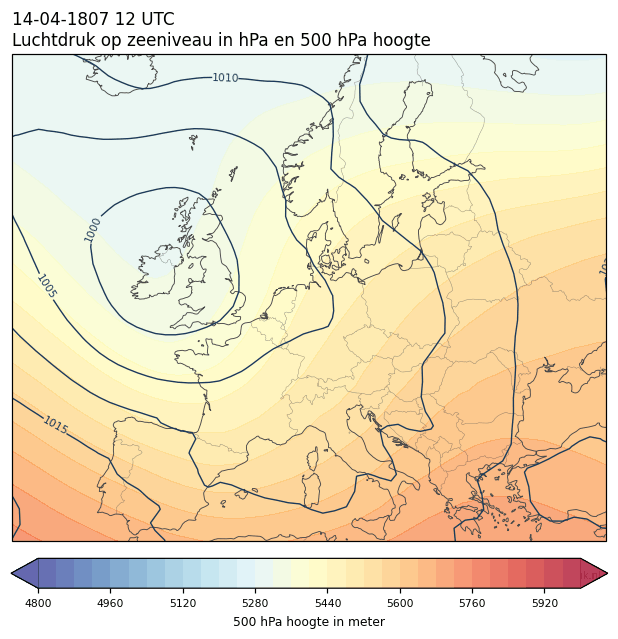 Weerkaart van 14 april 1807 om 12 UTC
