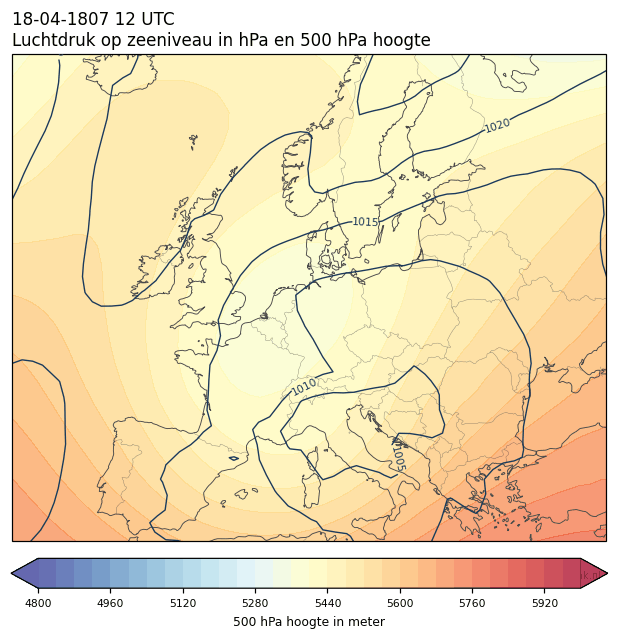 Weerkaart van 18 april 1807 om 12 UTC