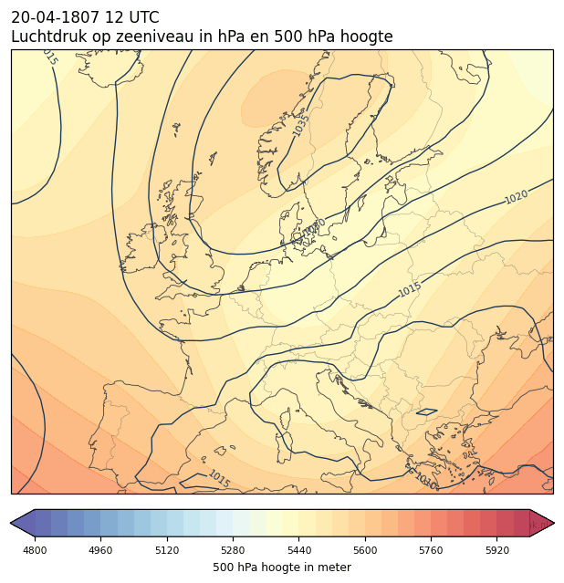 Weerkaart van 20 april 1807 om 12 UTC