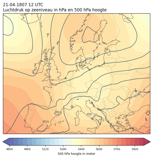 Weerkaart van 21 april 1807 om 12 UTC