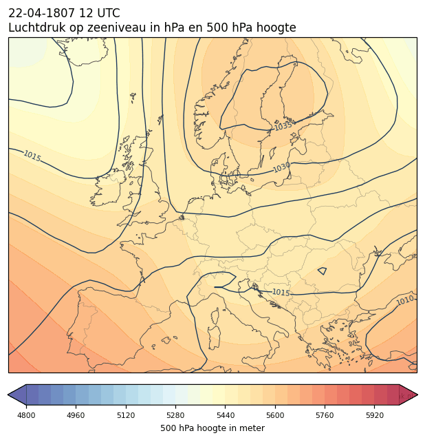 Weerkaart van 22 april 1807 om 12 UTC