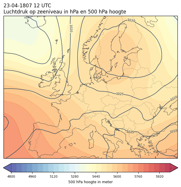 Weerkaart van 23 april 1807 om 12 UTC
