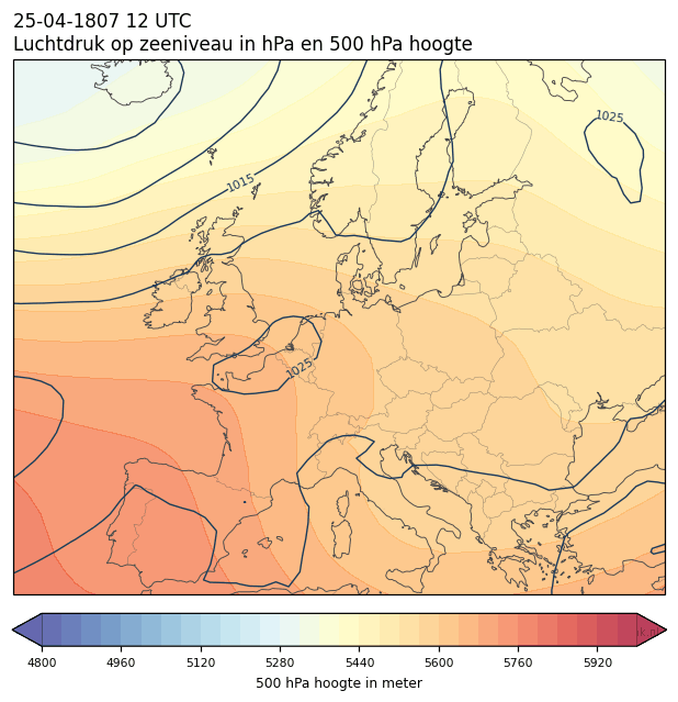 Weerkaart van 25 april 1807 om 12 UTC