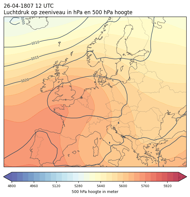 Weerkaart van 26 april 1807 om 12 UTC
