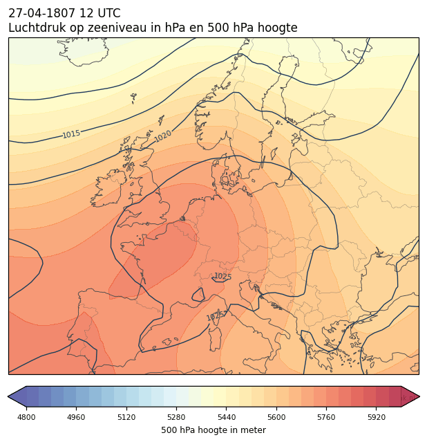 Weerkaart van 27 april 1807 om 12 UTC
