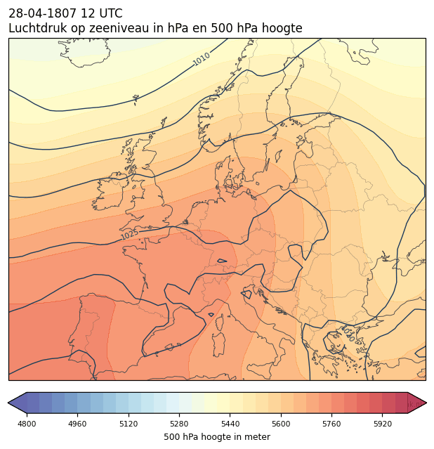 Weerkaart van 28 april 1807 om 12 UTC