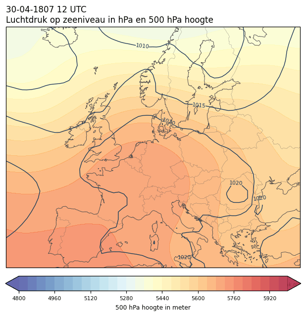 Weerkaart van 30 april 1807 om 12 UTC