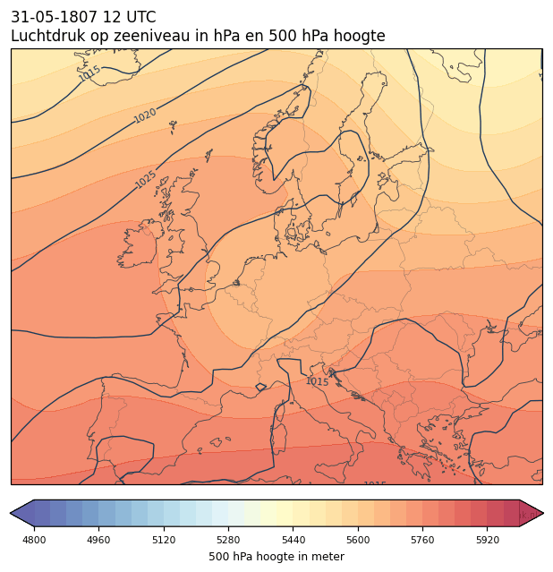 Weerkaart van 31 mei 1807 om 12 UTC