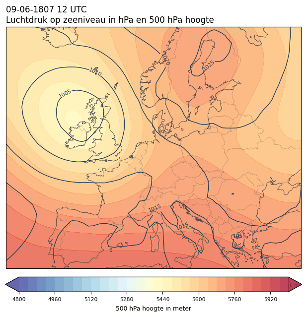 Weerkaart van 9 juni 1807 om 12 UTC