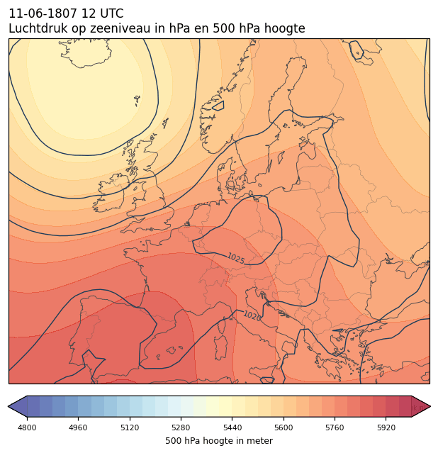 Weerkaart van 11 juni 1807 om 12 UTC