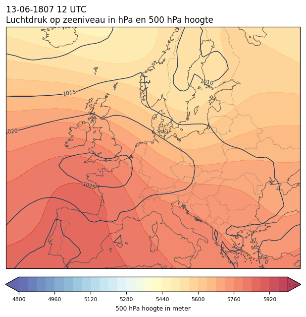 Weerkaart van 13 juni 1807 om 12 UTC