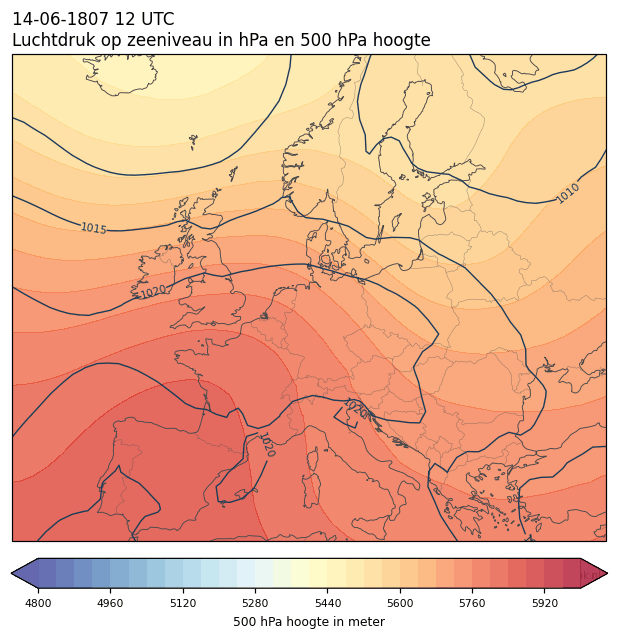 Weerkaart van 14 juni 1807 om 12 UTC