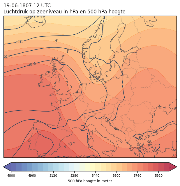 Weerkaart van 19 juni 1807 om 12 UTC