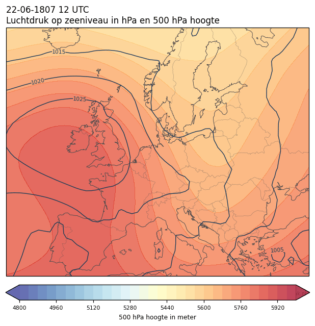 Weerkaart van 22 juni 1807 om 12 UTC